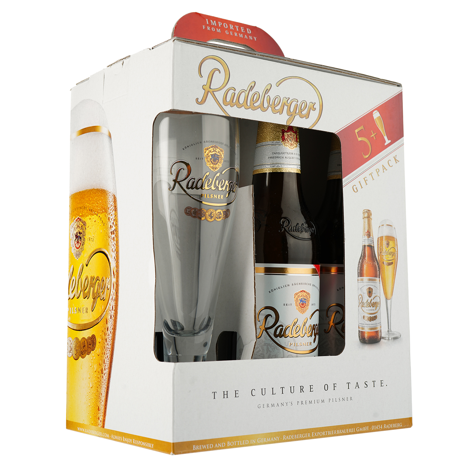 Набір пива Radeberger 4.8% (5 шт. x 0.33 л) + келих - фото 1