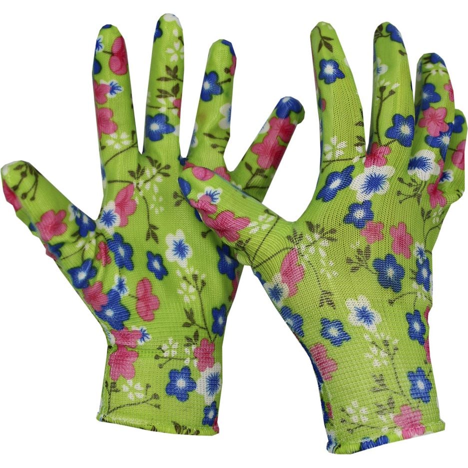 Перчатки для садовых работ Werk WE2146 с нитриловым покрытием зеленые размер 8 - фото 1