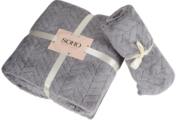 Набор полотенец Soho Cold gray, в коробке, 35х75 см +70х140 см, 2 шт., серый (1173К) - фото 2