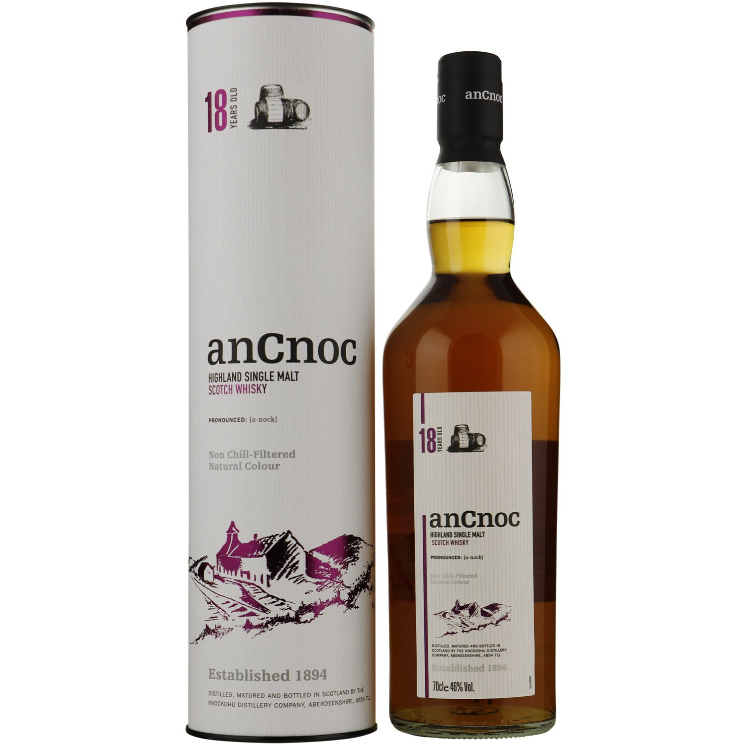 Виски anCnoc 18yo Single Malt Scotch Whisky 46% 0.7 л в подарочной упаковке - фото 1