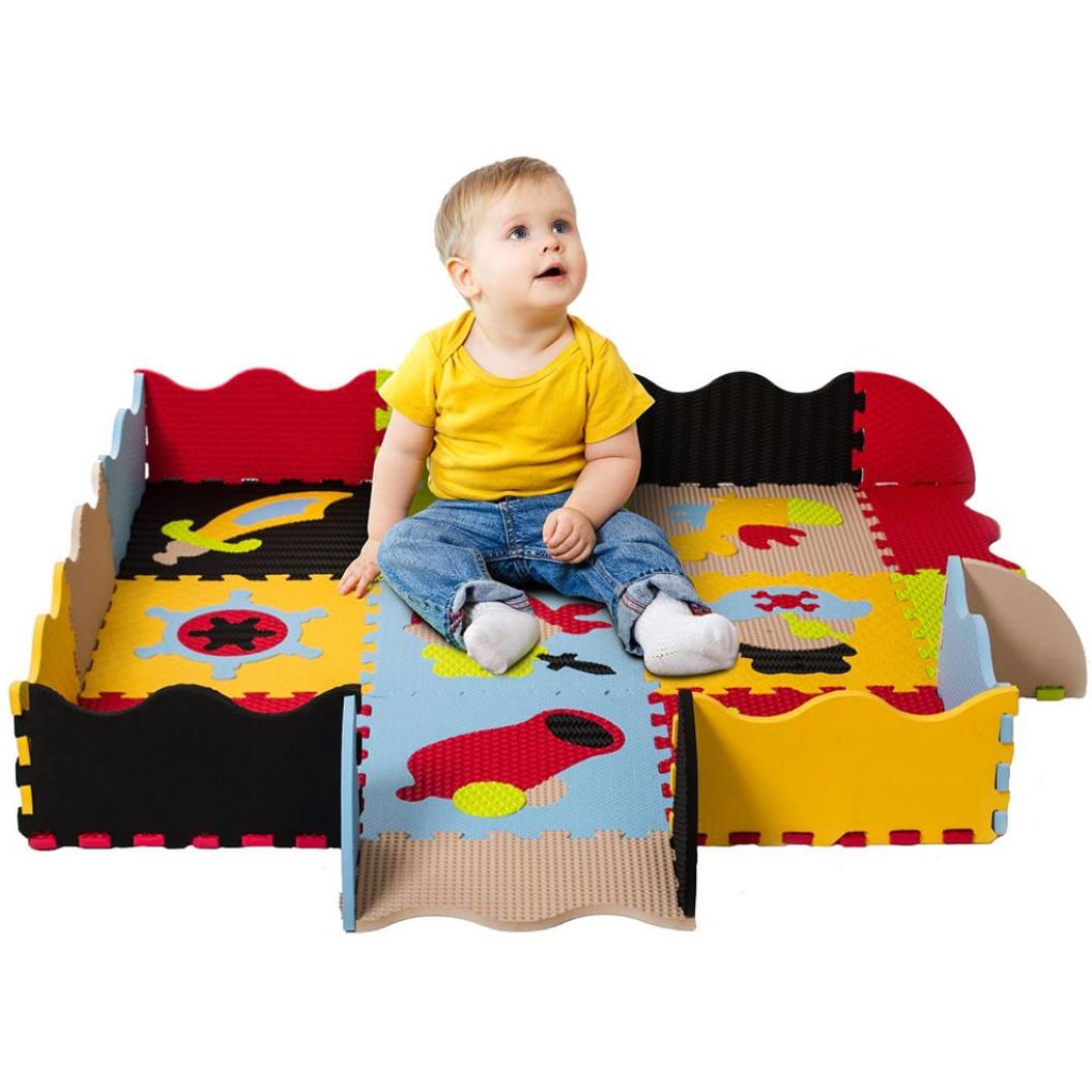 Дитячий розвиваючий ігровий килимок-пазл Baby Great Пригоди піратів, з бортиком, 122х122 см (GB-M1503E) - фото 3
