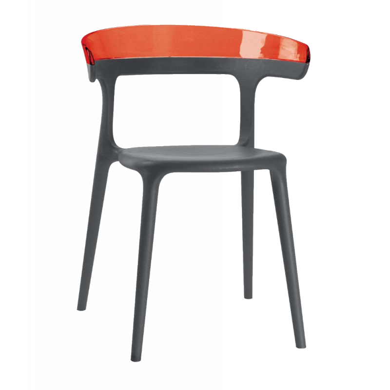 Кресло Papatya Luna, антрацит сиденье, верх прозрачно-красный (279864) - фото 1