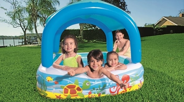 Дитячий надувний басейн Bestway 140х140 см блакитний з білим (21138) - фото 8