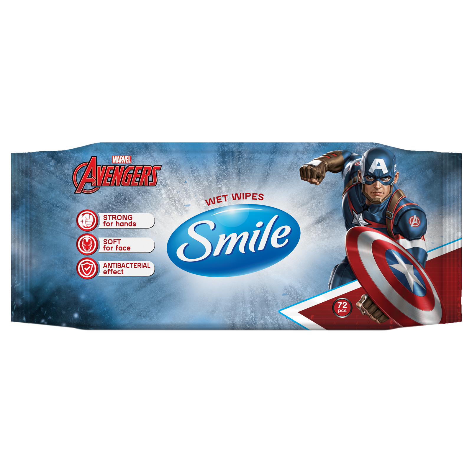 Влажные салфетки Smile Antibacterial Marvel, 72 шт. - фото 1