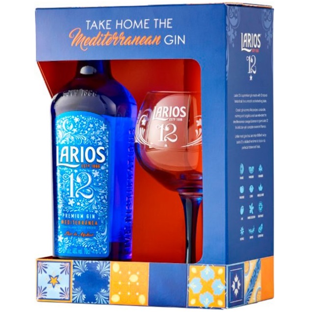 Джин Larios 12 Premium Gin, 40%, 0,7 л + келих - фото 1