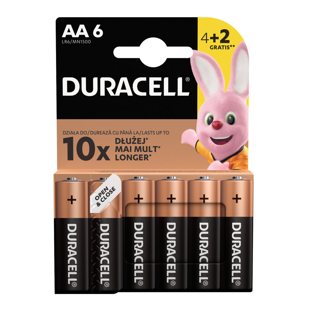 Щелочные батарейки пальчиковые Duracell 1,5 V АA LR6/MN1500, 6 шт. (5005617) - фото 1