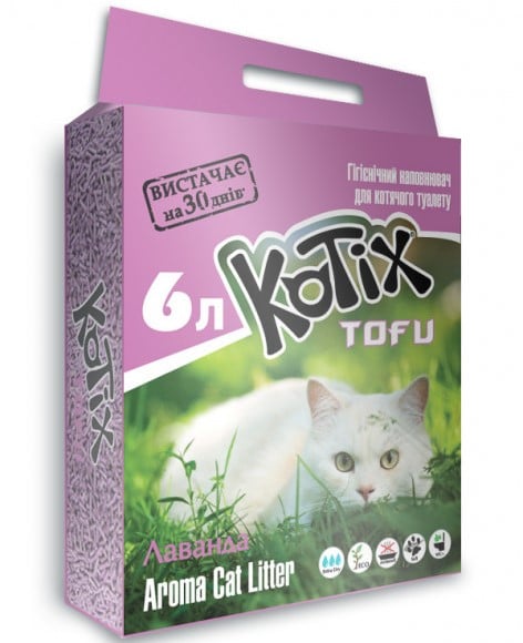 Соєвий наповнювач для туалету Kotix Tofu Lavender, 6 л (TOFU Lavender) - фото 1