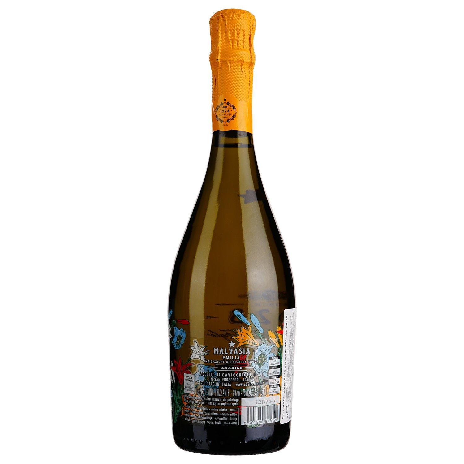 Ігристе вино Cavicchioli Malvasia Emilia Amabile, біле, напівсолодке, 8%, 0,75 л - фото 2