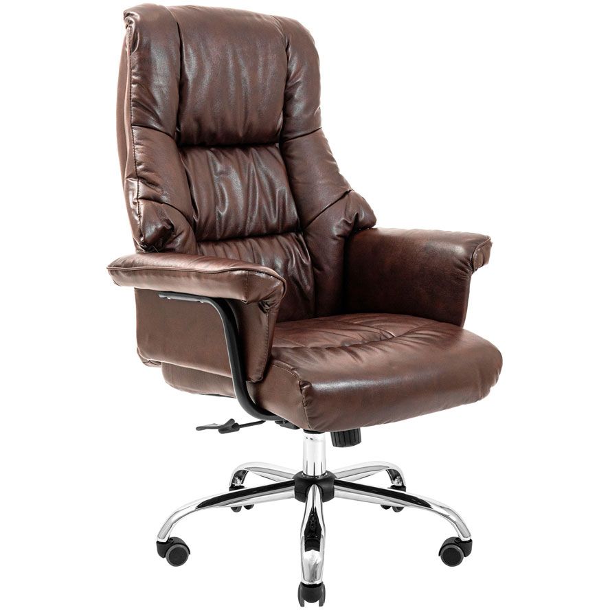 Кресло офисное Richman Конгрес Хром M-2 Широкий Anyfix Wide Кожа Люкс коричневый (RCM-1052) - фото 1
