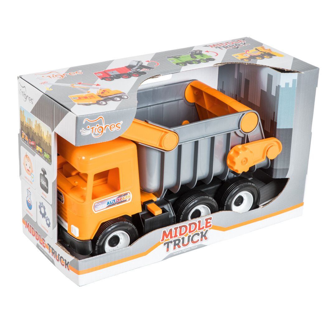 Машинка Tigres Middle Truck Самосвал City 38 см оранжевая с серым (39310) - фото 3