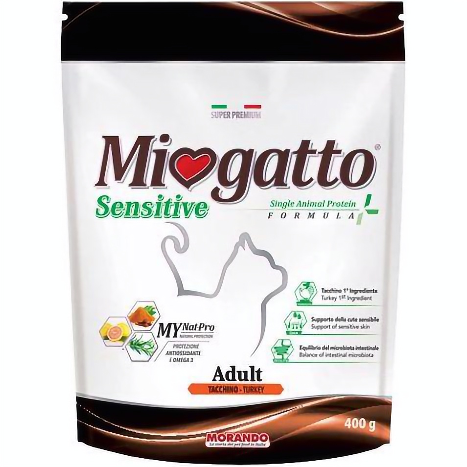 Сухий корм для котів Morando MioGatto Sensitive Monoprotein, індичка, 400 г - фото 1