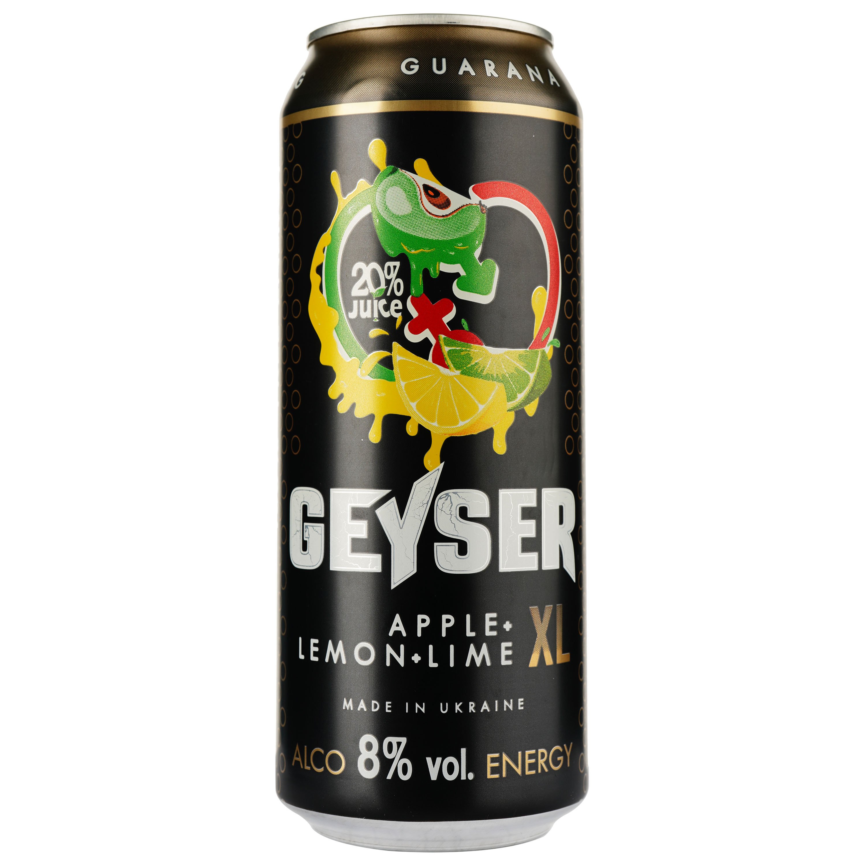 Напій слабоалкогольний енергетичний Geyser Аpple&Lemon&Lime сильногазований 8% 0.5 л з/б - фото 1
