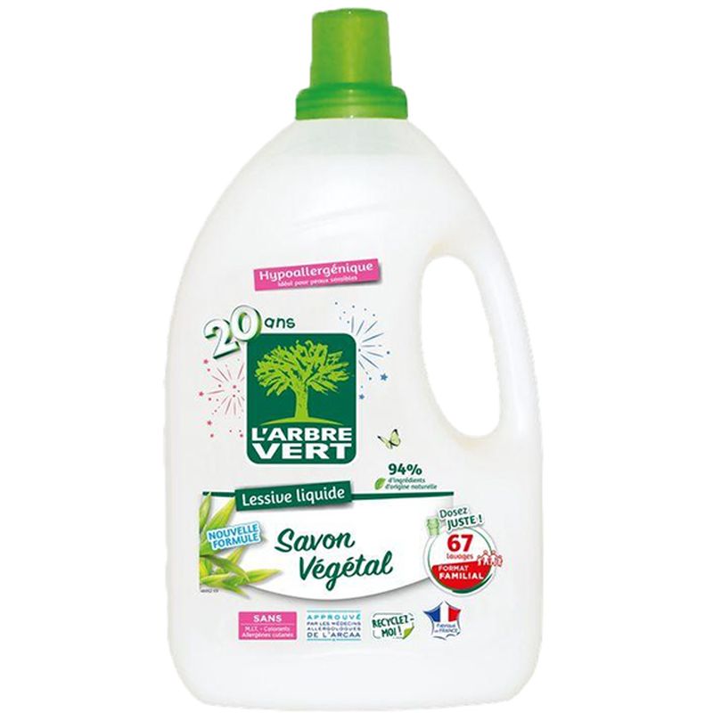 Жидкое средство для стирки L'Arbre Vert Растительное мыло 3.015 л - фото 1
