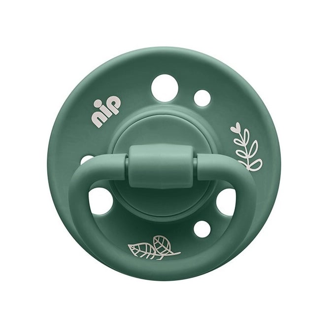 Кругла пустушка Nip Зелена серія Вишенька, 0-6 міс., зелений-бежевий, 2 шт. (38589-51) - фото 3