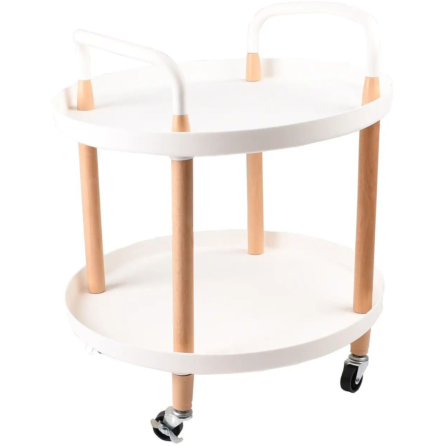 Сервірувальний столик-візок Supretto круглий пересувний пересувний білий (83640001) - фото 1