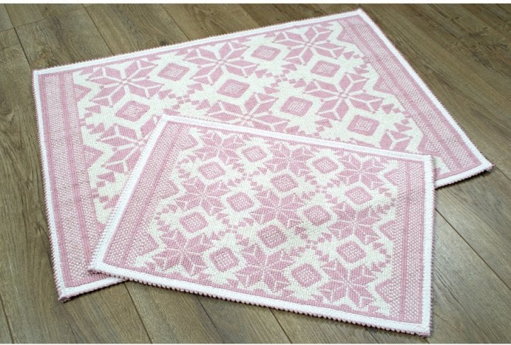 Набір килимків Irya Marlina pudra, 90х60 см та 60х40 см, сітло-рожевий (svt-2000022238229) - фото 3