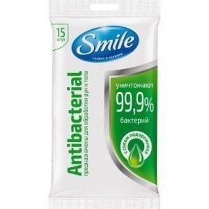 Влажные салфетки Smile Аntibacterial с подорожником 15 шт. - фото 1