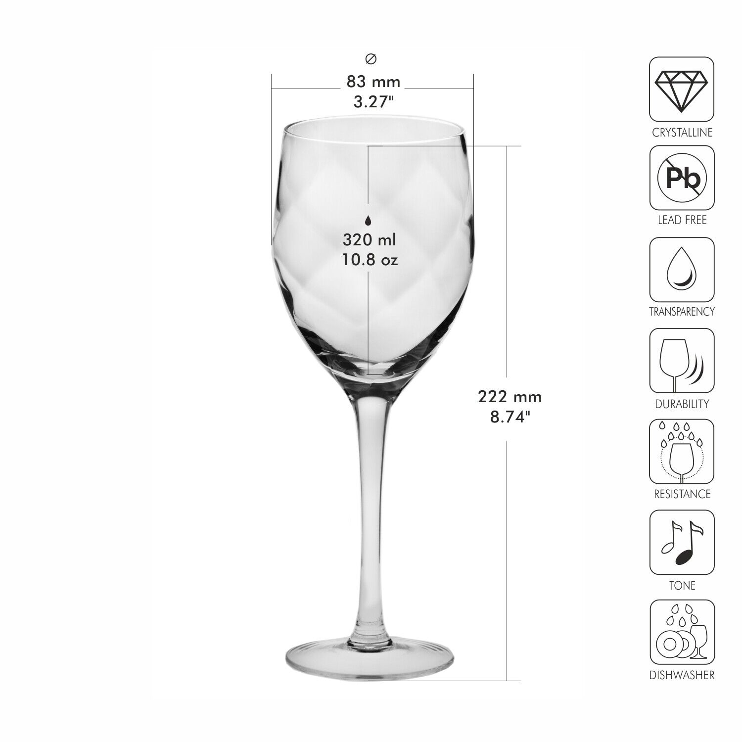 Набор бокалов для красного вина Krosno Romance , стекло, 320 мл, 6 шт. (790008) - фото 2