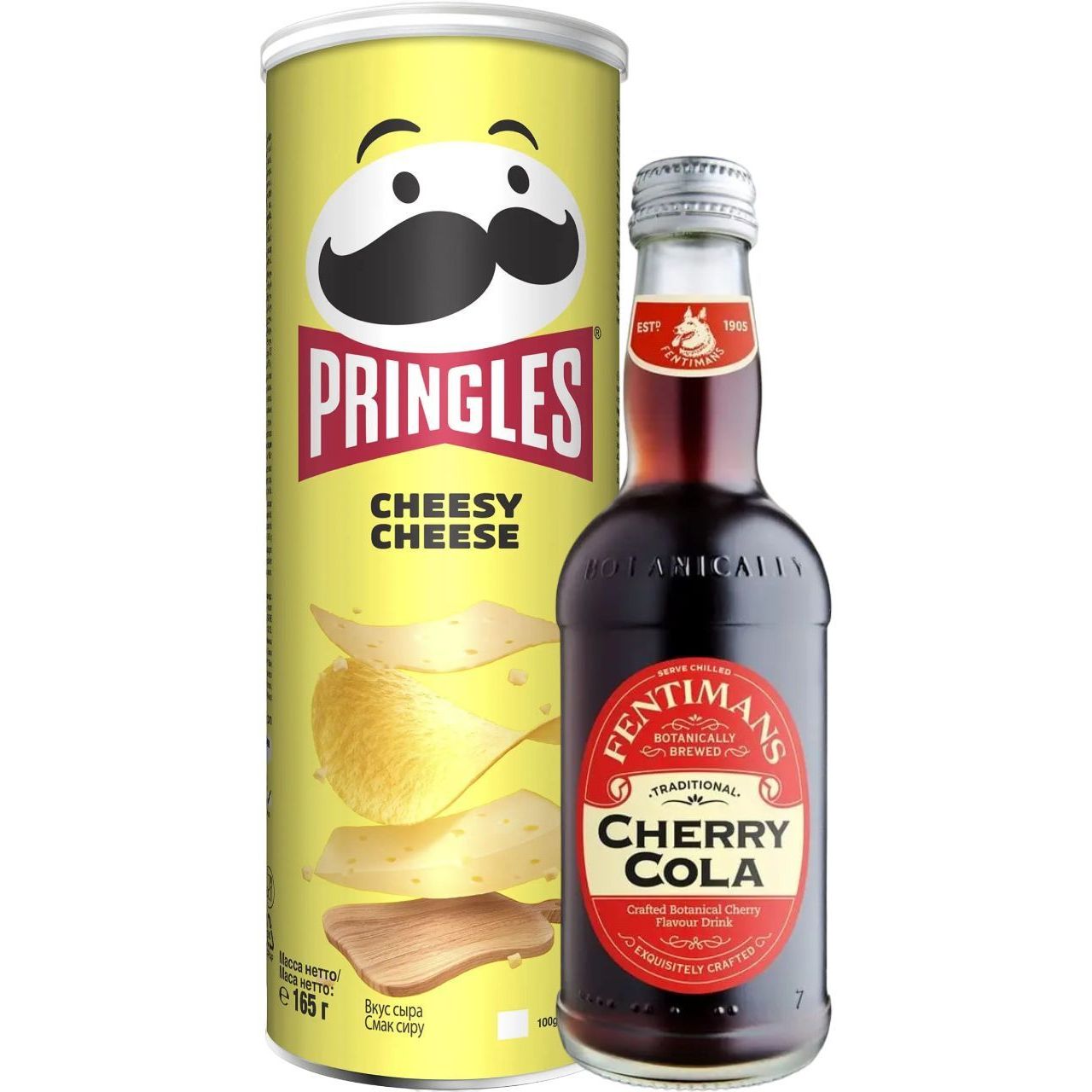 Набор: чипсы Pringles Cheese 165 г + напиток Fentimans Cherry Cola безалкогольный 275 мл - фото 1