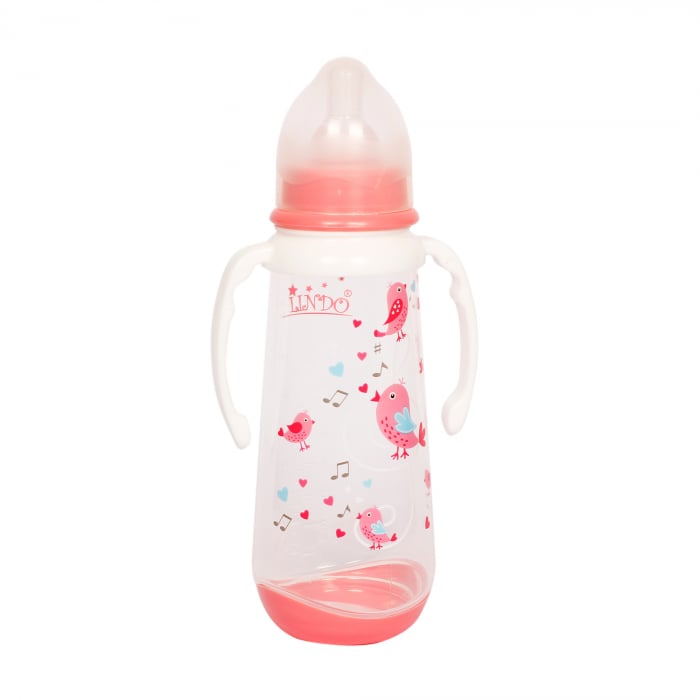 Бутылочка для кормления Lindo, с ручками, 250 мл, розовый (LI 125 роз) - фото 1