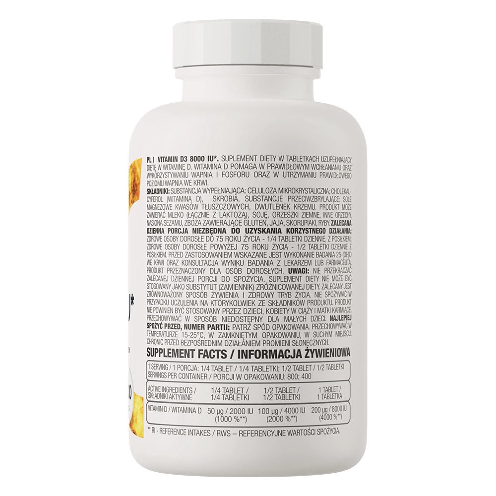Витамин OstroVit Vitamin D3 8000 IU 200 таблеток - фото 3