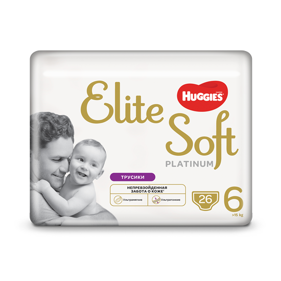 Підгузки-трусики Huggies Elite Soft Platinum 6 (від 15 кг), 26 шт. - фото 2