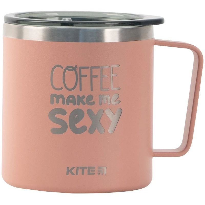 Термокружка Kite Coffee makes me sexy 400 мл пудровая (K22-379-03-2) - фото 1