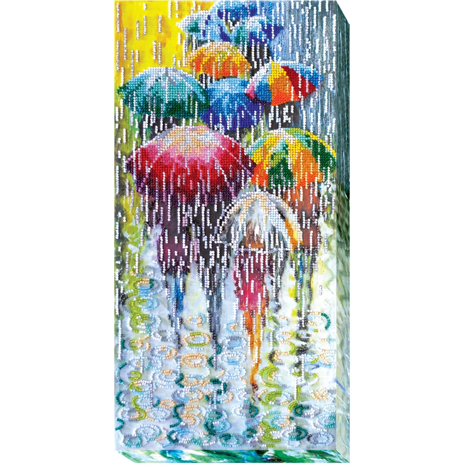 Набор для вышивки бисером Abris Art Веселые зонтики AB-434 40х20 см - фото 1