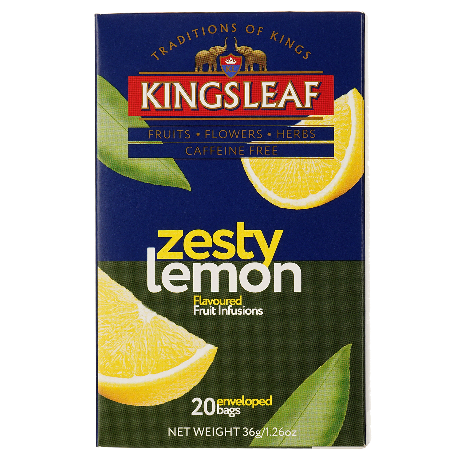 Смесь фруктово-растительная Kingsleaf Zesty Lemon Пикантный лимон 36 г (20 шт. х 1.8 г) - фото 1