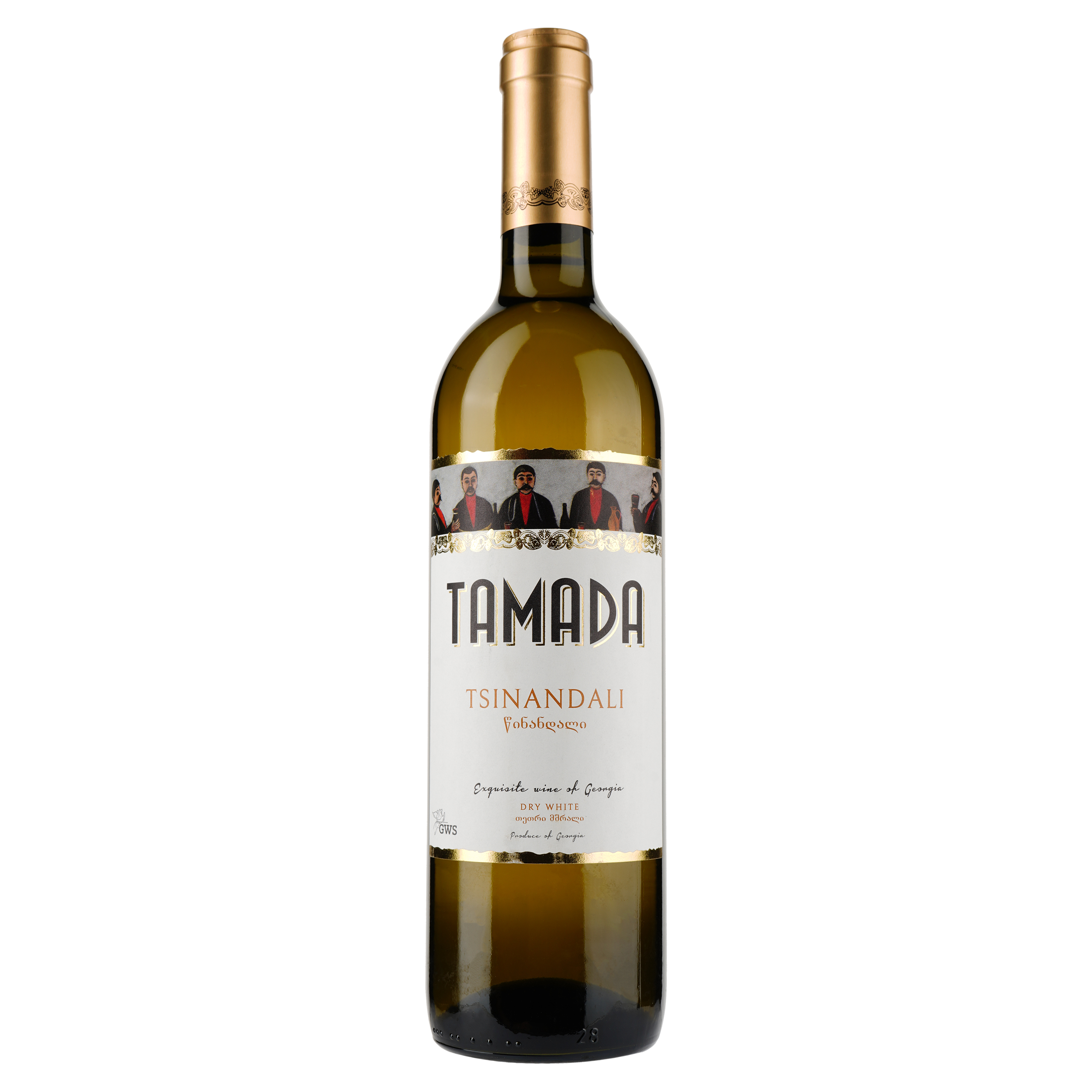 Вино Tamada Цинандали, белое, сухое, 13,5%, 0,75 л - фото 1