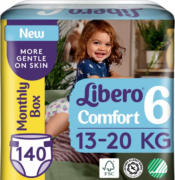 Подгузники Libero Comfort 6 (13-20 кг), 140 шт. (2 уп. по 70 шт.) - фото 1