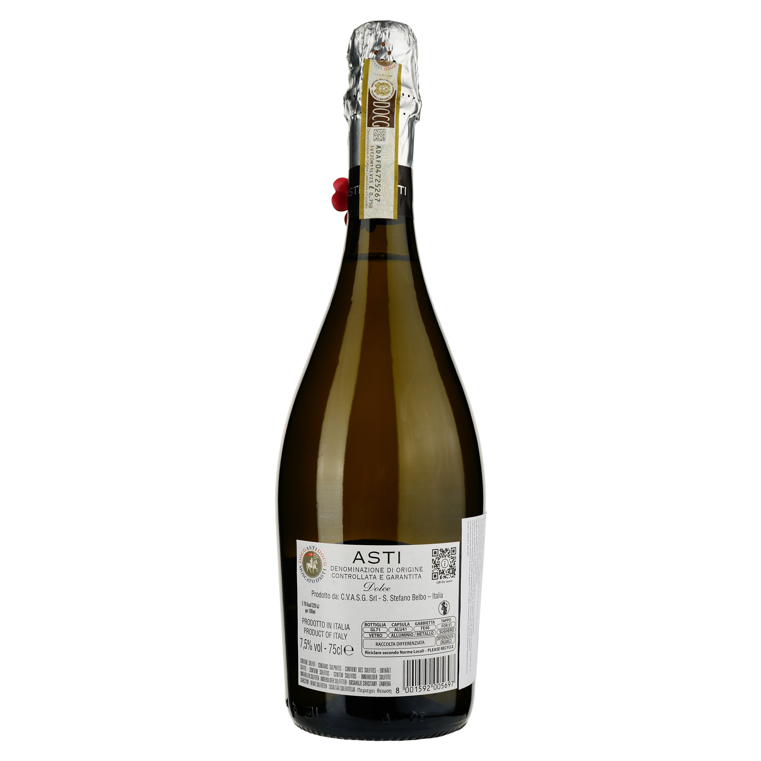 Ігристе вино Abbazia Asti DOCG, біле, солоде, 0.75 л - фото 2