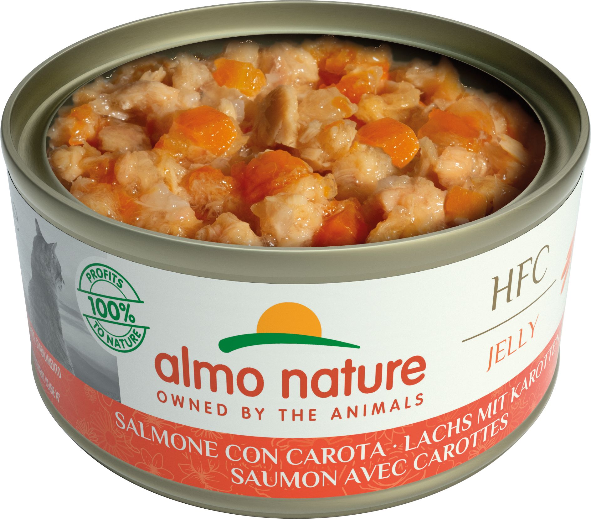 Набір вологого корму для котів Almo Nature HFC Cat Jelly 4+1 лосось з морквою 350 г (70 г х 5 шт.) - фото 3