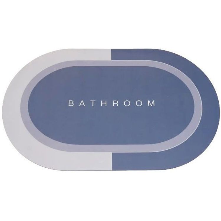 Коврик суперпоглащающий в ванную Stenson 80x50 см овальный серо-темно-синий (26290) - фото 1