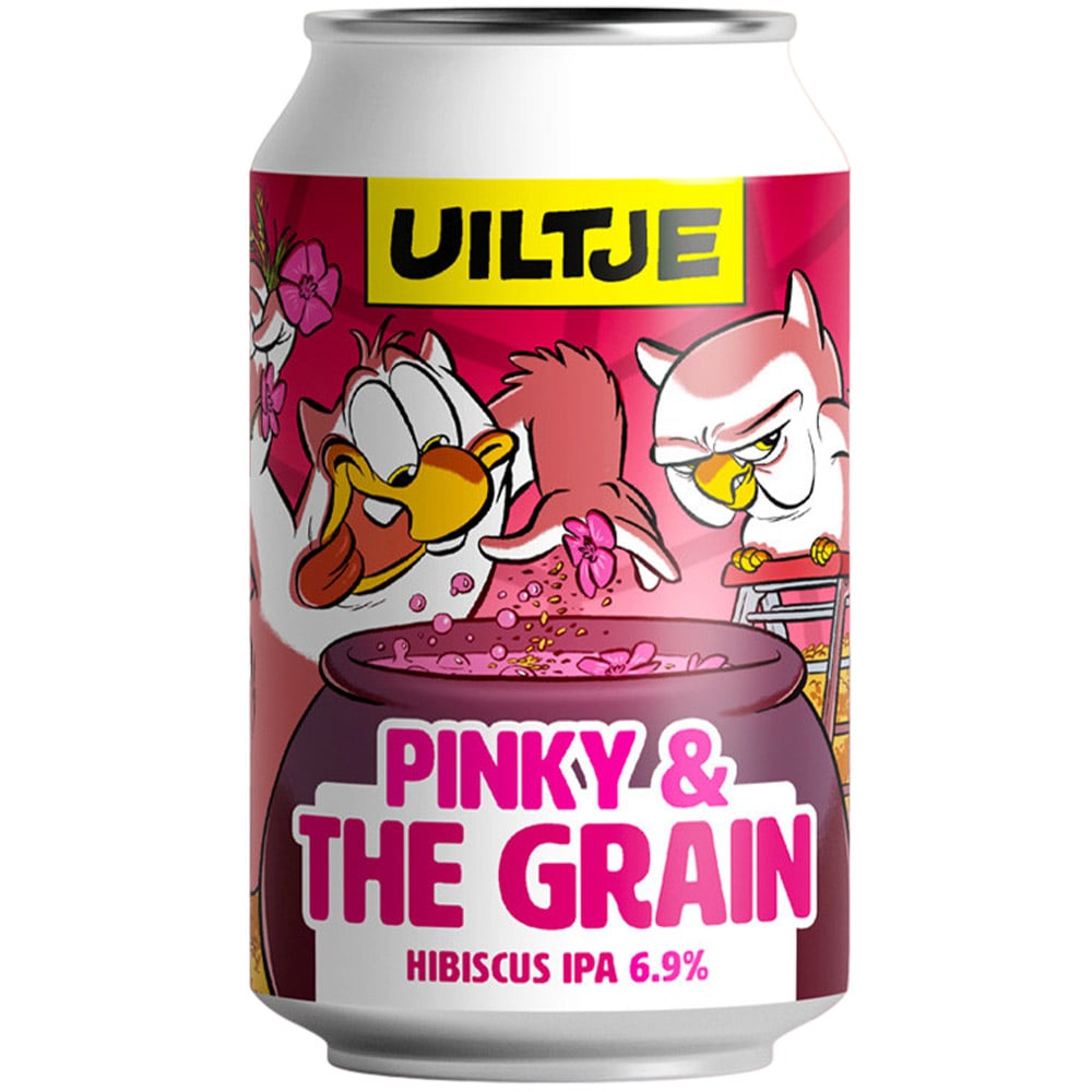 Пиво Uiltje Pinky and the Grain The Hibiscus IPA, светлое, 6,9%, ж/б, 0,33 л - фото 1