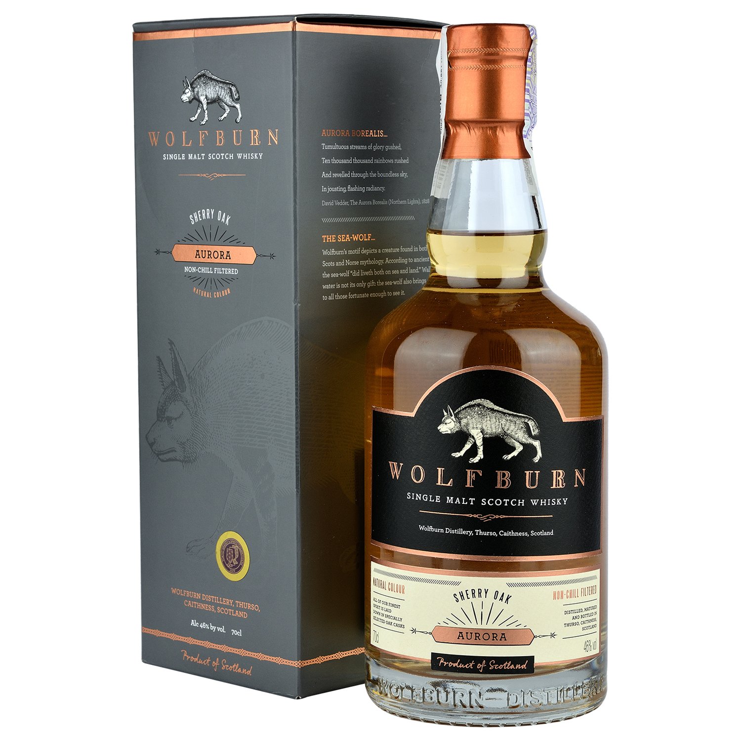 Виски Wolfburn Aurora Single Malt Scotch Whisky, в подарочной упаковке, 46%, 0,7 л - фото 1
