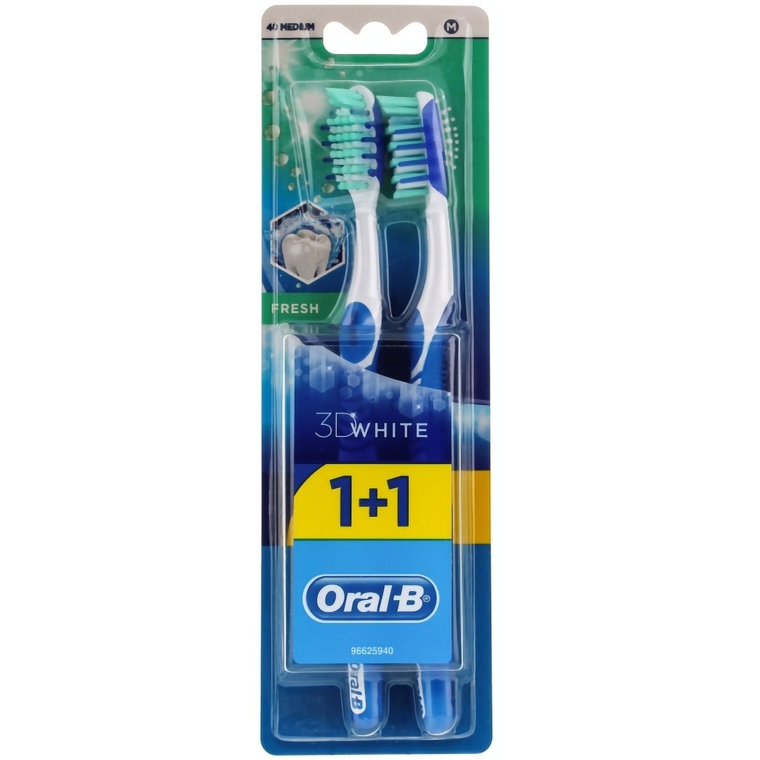 Зубная щетка Oral-B 3D White Fresh средняя синий с синим 2 шт. - фото 1