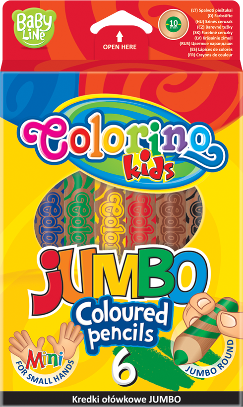 Олівці кольорові Colorino Jumbo, з точилкою, 6 кольорів, 6 шт. (33121PTR) - фото 1