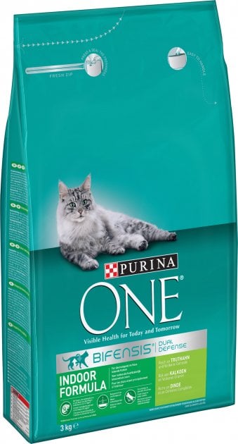 Сухий корм для дорослих котів, які постійно перебувають у приміщенні Purina One Indoor, з індичкою та цільними злаками, 3 кг (12485656) - фото 1