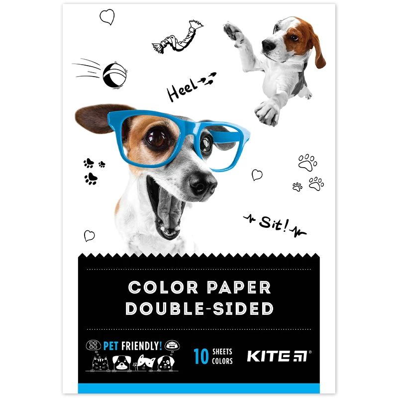 Бумага цветная двухсторонняя Kite Dogs А5 10 листов 10 цветов (K22-293) - фото 1