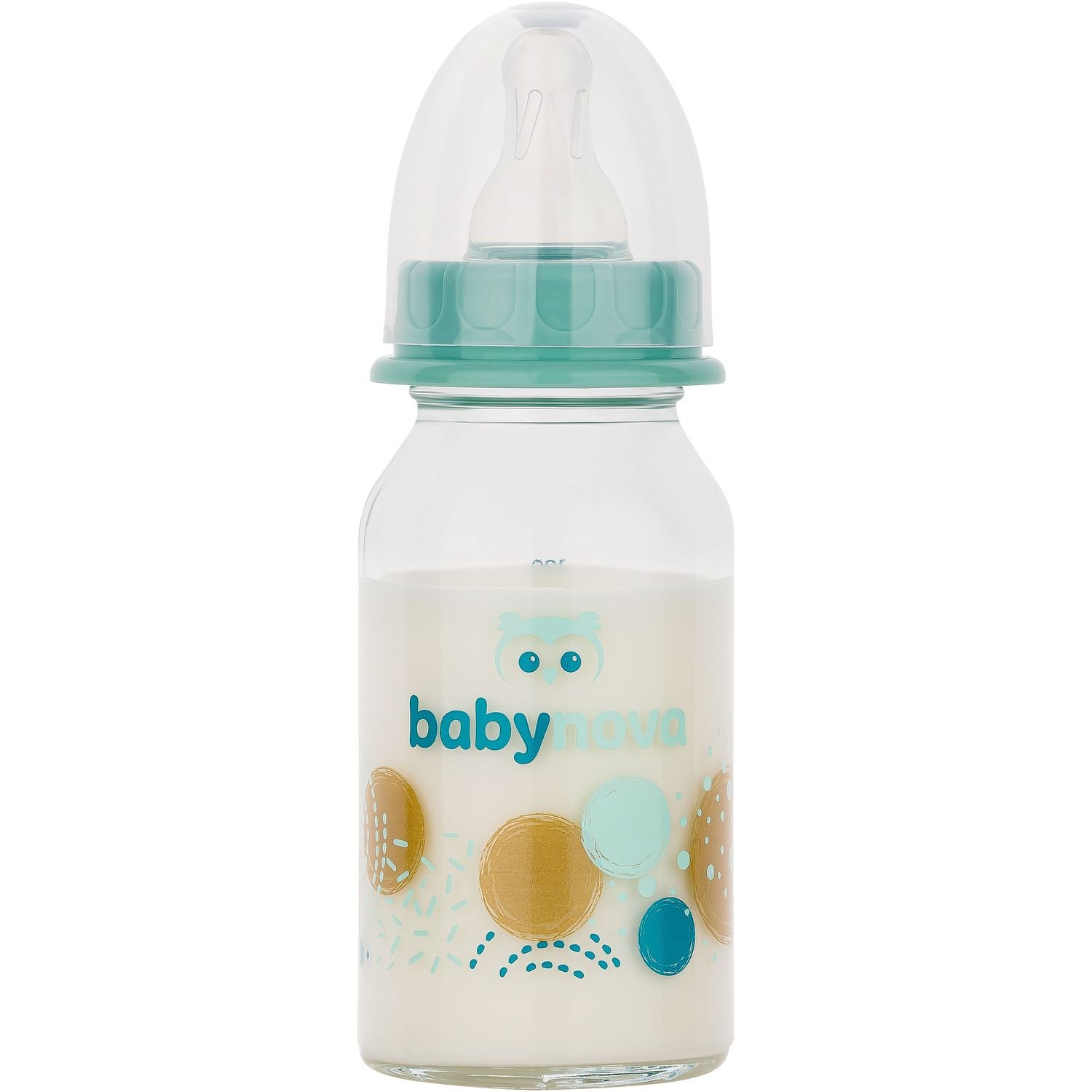 Пляшечка Baby-Nova Декор, скляна, блакитна, 120 мл (3960334) - фото 1