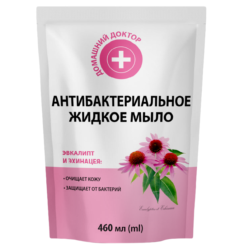 Рідке мило Домашний Доктор Антибактеріальне, Евкаліпт та ехінацея, 460 мл - фото 1