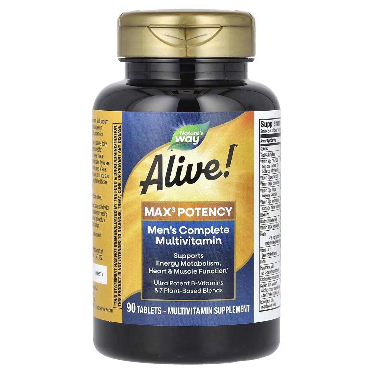 Витаминно-минеральный комплекс для мужчин Nature's Way Alive! Men's Complete Multivitamin Max3 Potency 90 таблеток - фото 1