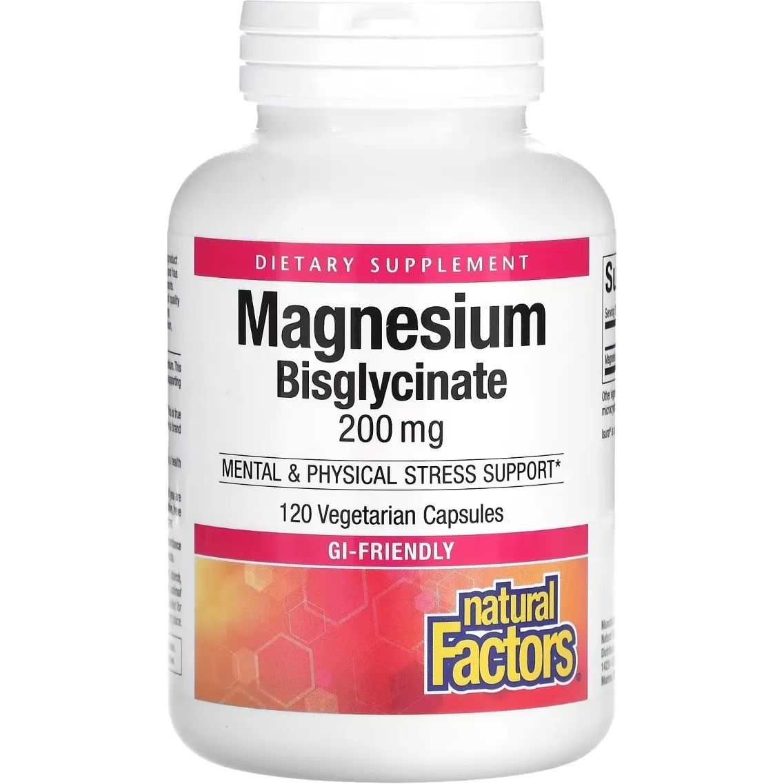 Магній бісгліцинат Natural Factors Magnesium Bisglycinate 200 мг 120 вегетаріанських капсул - фото 1