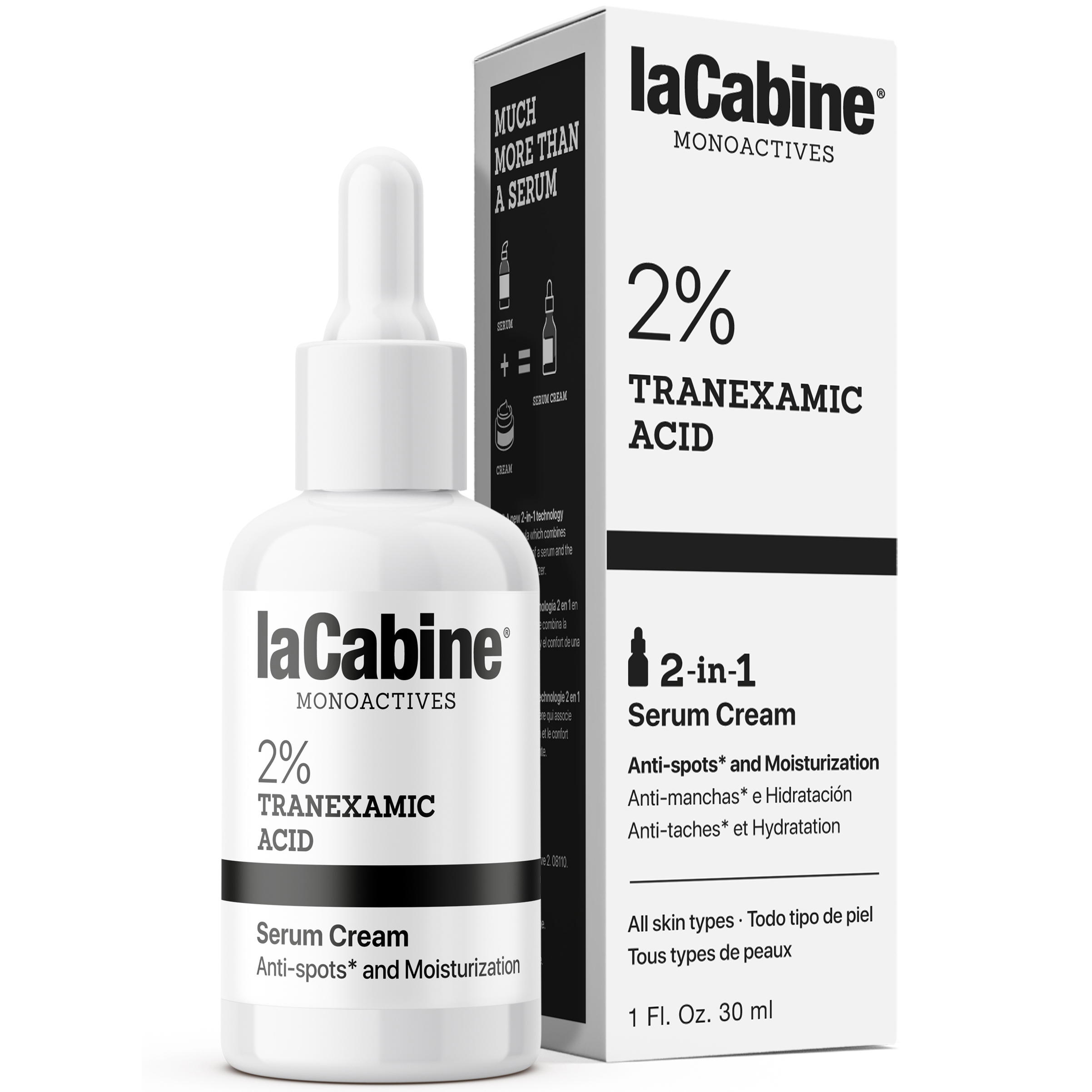 Увлажняющая крем-сыворотка для лица 2-в-1 La Cabine 2% Tranexamic Acid против пигментных пятен 30 мл - фото 1