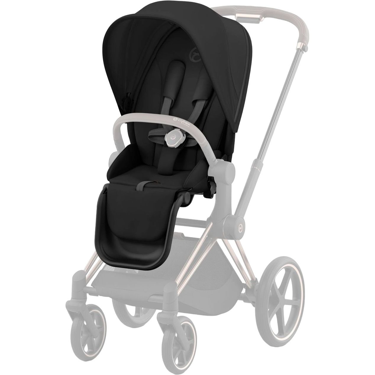 Люлька Cybex Priam Lux Sepia Black + Текстиль для прогулянкового блоку Cybex Priam Sepia Black + Шасі Cybex Priam з каркасом LS RBA Chrome Brown - фото 8