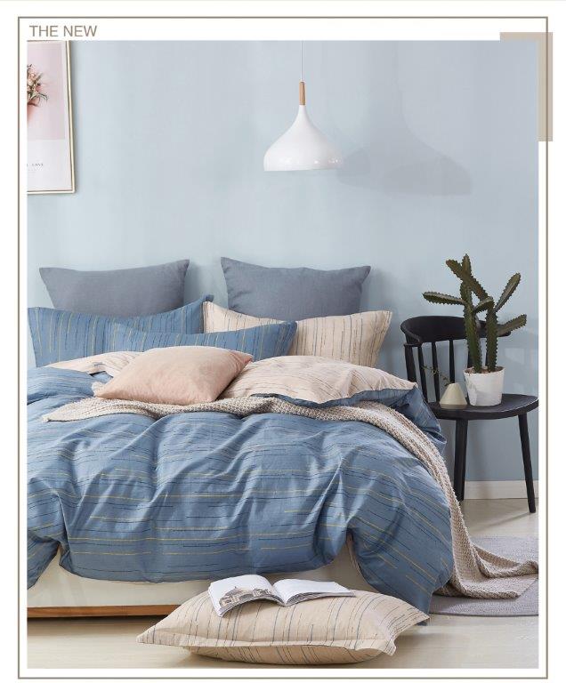 Комплект постельного белья Home Line, бязь премиум, 220х200 см, синий с бежевым (148921) - фото 1
