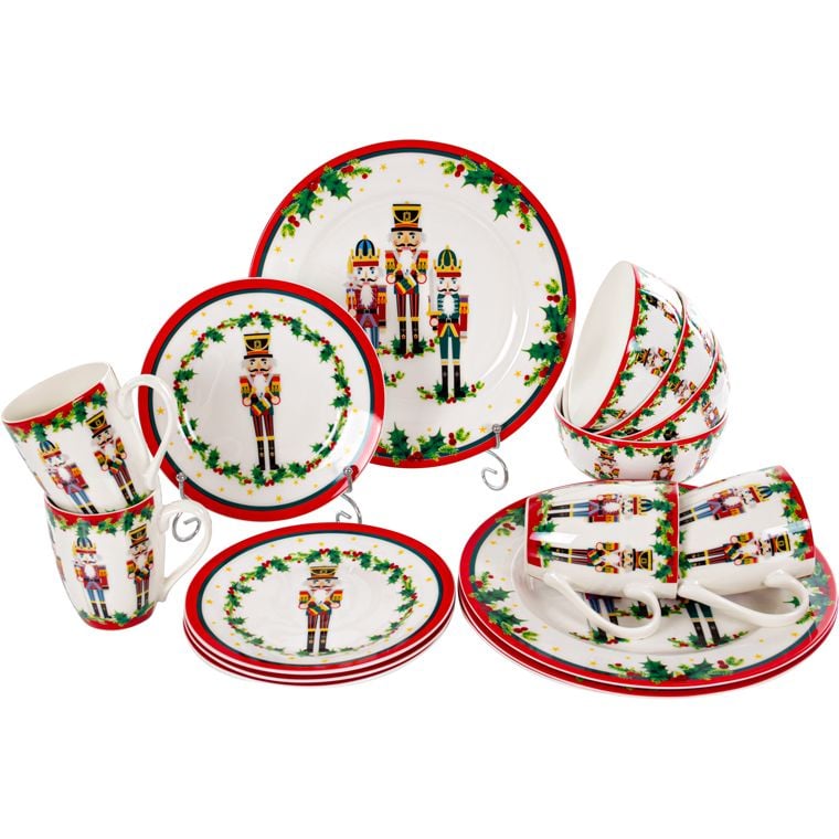 Фото - Столовый сервиз Lefard Сервіз столовий  Різдвяний, 4 персони, 16 предметів, білий із червон 