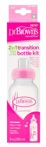 Пляшечка-поїльник Dr. Brown's, з вузьким горлечком і змінним носиком, 250 мл, рожевий (SB8191-P3) - фото 2