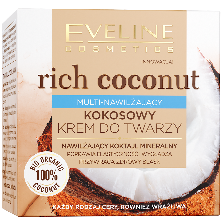 Интенсивно увлажняющий кокосовый крем для лица Eveline Rich Coconut, 50 мл - фото 3